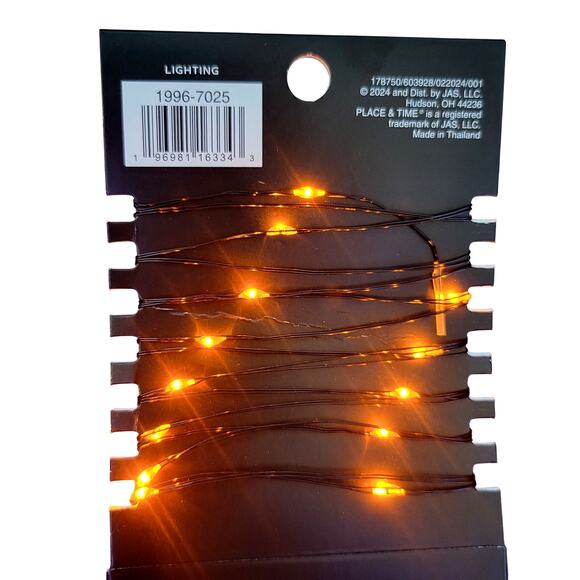 Orange Fairy Halloween 25 Mini LED String Lights Black Wire Battery Operated NEW - Picture 6 of 10